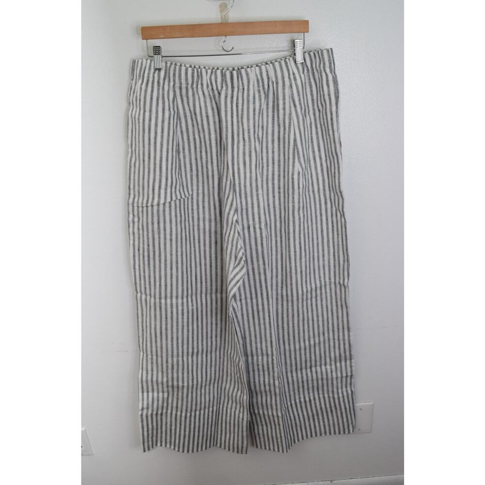 NWT Reformation Fernando Linen Wide Leg Pant in Black and white stripe